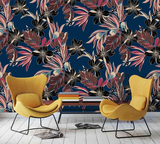 Room Image Photo Wallpaper Jacinta Flowers Leaves blue pink