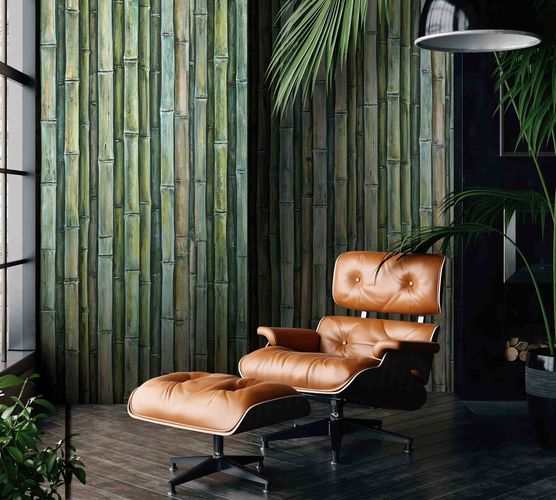 Room Image Photo Wallpaper Nalani 2 Bamboo Floral green brown