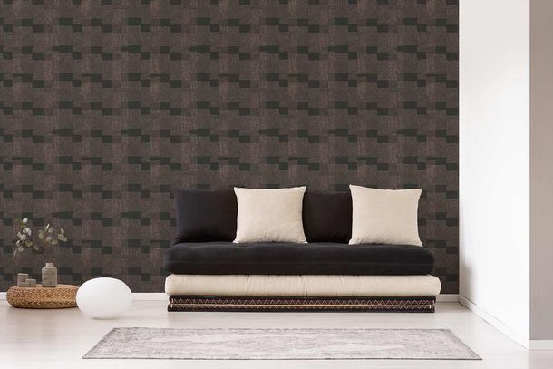 Picture Non-Woven Wallpaper Squares Dots black bronze 38525-2