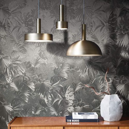 Illustration Non-Woven Wallpaper Leaves Metallic platin-silver 33302