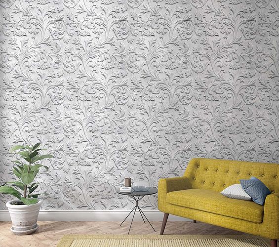 Picture Photo Wallpaper Baroque 3D Ornaments grey 47237