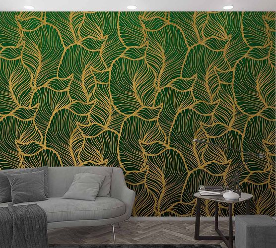 Picture Photo Wallpaper Leaves Graphic Floral green blue 47241
