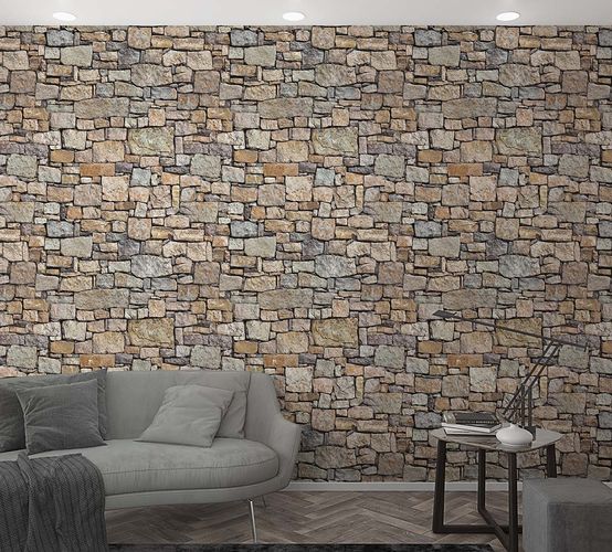 Image Photo Wallpaper Stone Look Wall brown grey 47262