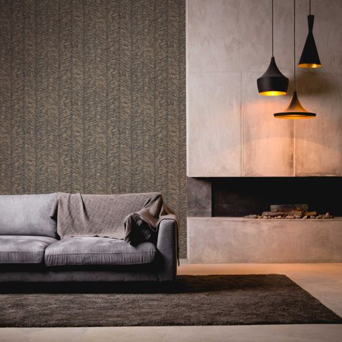 Non-Woven Wallpaper Herringbone dark grey 38697-1