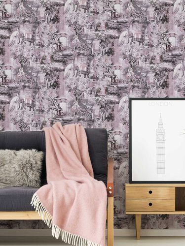 Non-Woven Wallpaper Orient grey purple 38173-1