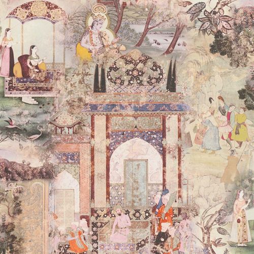 Non-Woven Wallpaper Indian orange colourful 38174-2
