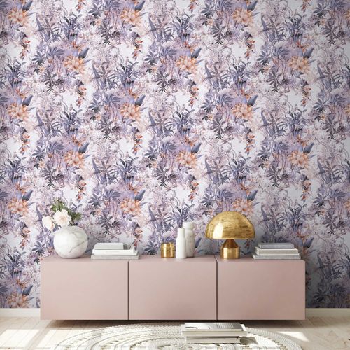 Non-Woven Wallpaper Flowers Vintage white 38177-2