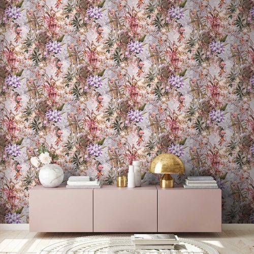 Non-Woven Wallpaper Flowers Vintage grey 38177-3