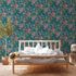 Non-Woven Wallpaper Flowers Birds turquoise 38178-3 1