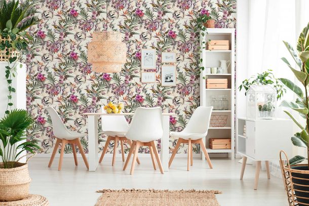 Non-Woven Wallpaper Flowers Birds cream 38178-6