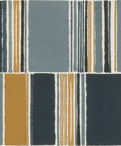 Non-Woven Wallpaper Rasch Patchwork blue brown 484441