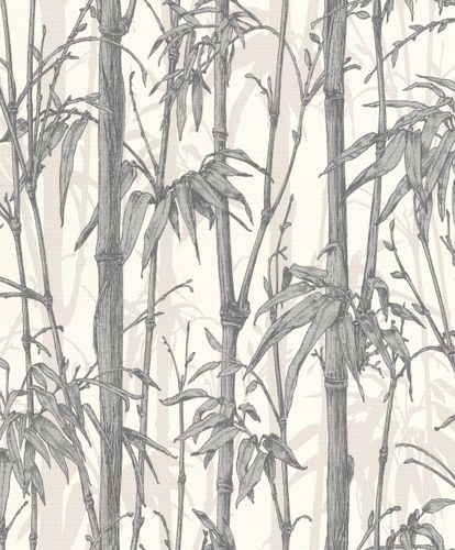 Non-Woven Wallpaper Rasch Bamboo grey silver 484830