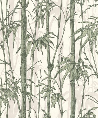 Non-Woven Wallpaper Rasch Bamboo green white 484847