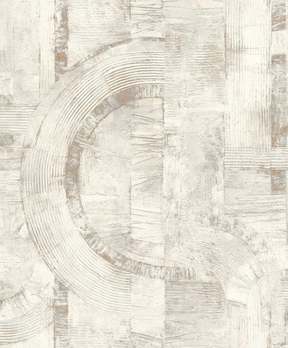 Non-Woven Wallpaper Rasch Half Circles white grey 554748