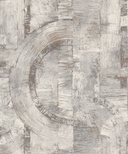 Non-Woven Wallpaper Rasch Half Circles grey 554779
