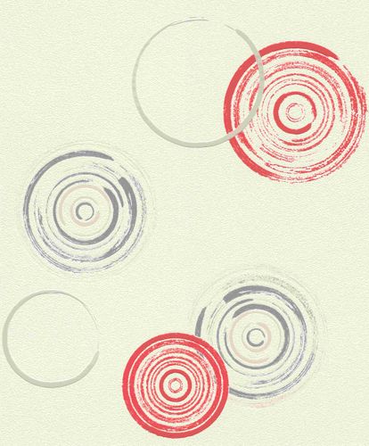 Wallpaper Circles Rasch Prego white red 489446