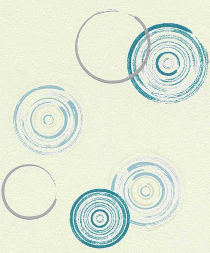 Wallpaper Circles Rasch Prego white blue 489415