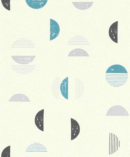 Wallpaper Half-Circles Rasch Prego white blue grey 500547