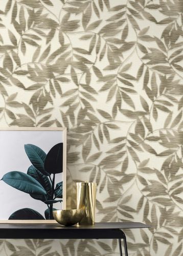 Non-Woven Wallpaper Leaves Rasch green white 406313