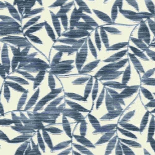 Non-Woven Wallpaper Leaves Rasch blue white 406337