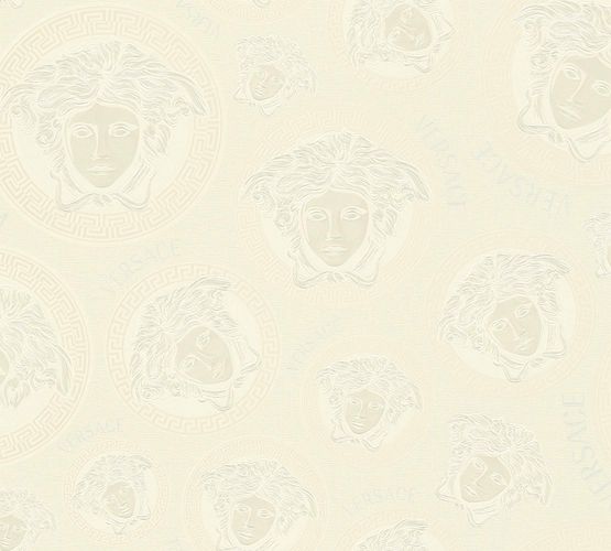 Non-woven wallpaper Versace White Logo Medusa 38611-6