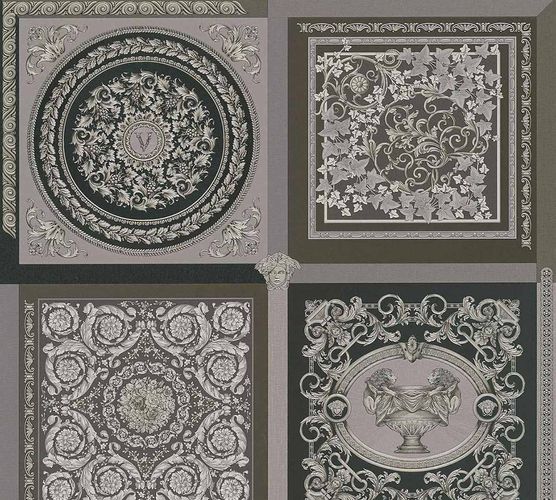 Non-woven wallpaper Versace Home Black Gray Baroque