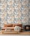 Non-woven wallpaper Grandeco ferns leaves white grey gold 2