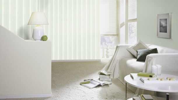 Rasch Non-Woven Wallpaper striped Green White 652123