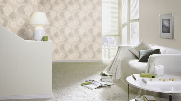 Rasch Non-Woven Wallpaper Concrete Cirlces Taupe Silver