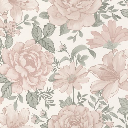 Country house wallpaper flowers beige Rasch non-woven