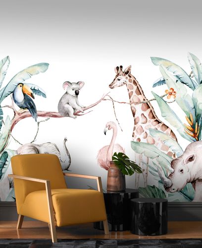 Wall mural animals forest colorful Rasch children wallpaper