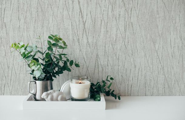 Non-woven wallpaper texture grey silver metallic 38598-7