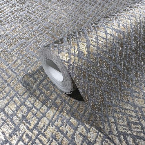 Designer Wallpaper Papis Loveday gray gold texture 86732