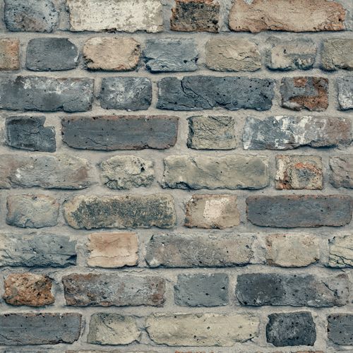 Non-woven wallpaper bricks blue beige WL2204