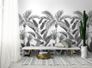 Wall mural non-woven Grandeco White Black Palm A40801 2