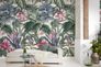 Wall mural non-woven Grandeco green purple plants flowers 2