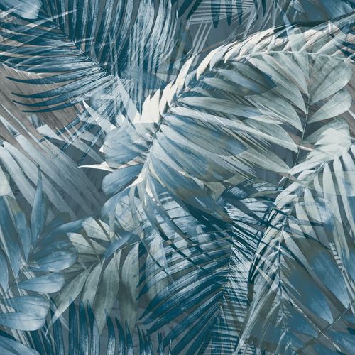 Non-woven wallpaper Nomad Blue Leaves 170705 Grandeco