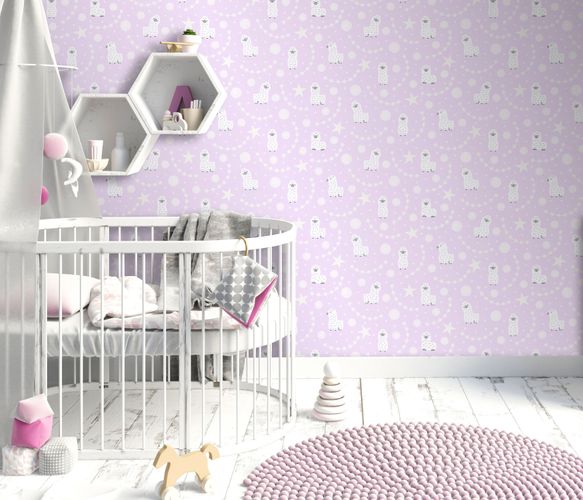 Kids wallpaper 10161-05 Alpaca Sweet And Cool Pink Glitter