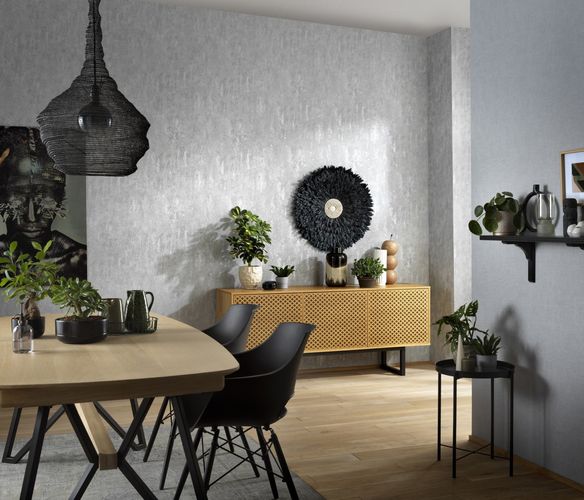 Erismann non-woven wallpaper gray metallic plaster look