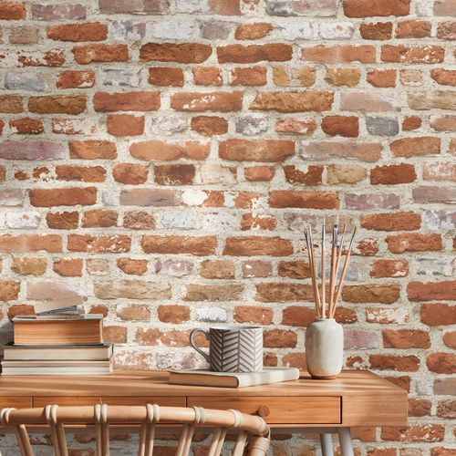 Non-woven wallpaper A.S. Creation 38829-1 red stone wall