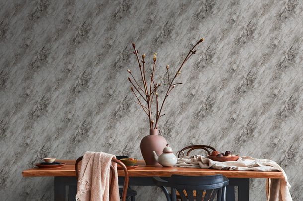 Non-woven wallpaper 38817-4 Dark grey marbled