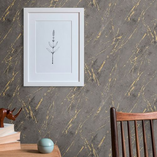Non-woven wallpaper A.S. Creation 38817-5 anthracite marbled