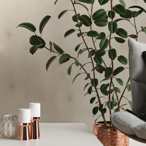Non-woven wallpaper 38818-3 White Beige Circles