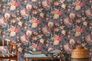 Non-woven wallpaper 38821-1 Black Red Flowers 1