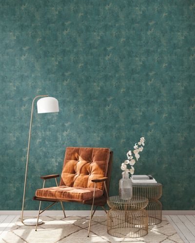 Non-woven wallpaper 38823-5 Petrol plaster look