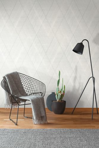 Non-woven wallpaper 38824-3 grey silver diamond