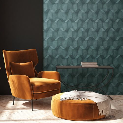 Non-woven wallpaper A.S. Creation 38827-1 Blue concrete look