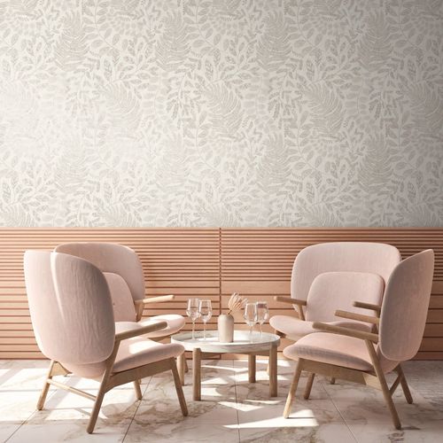 Non-woven wallpaper A.S. Creation 38830-2 White Silver Leaves