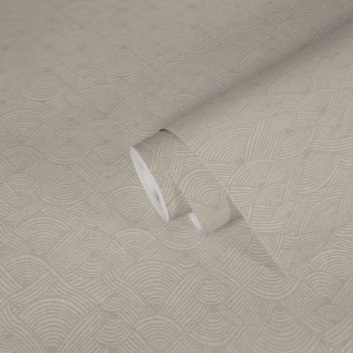 Non-woven wallpaper Art Deco Beige White 38742-5