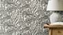 Non-woven wallpaper Rasch Flowers Leaves White Black 1